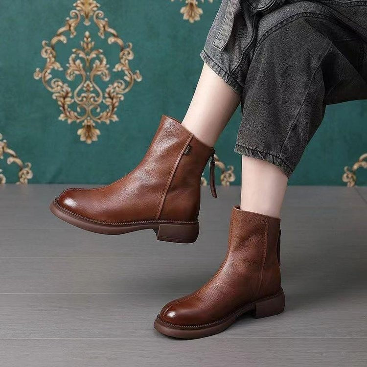 Round-toe Waterproof Ankle Boots