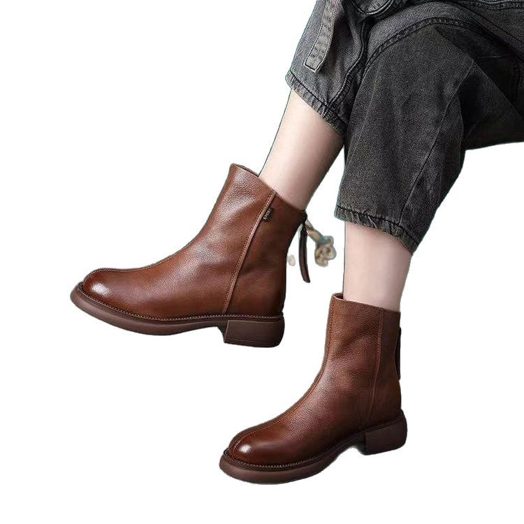 Round-toe Waterproof Ankle Boots