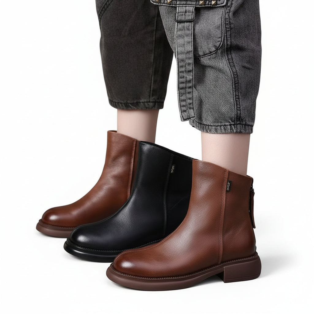 Round-toe Waterproof Ankle Boots
